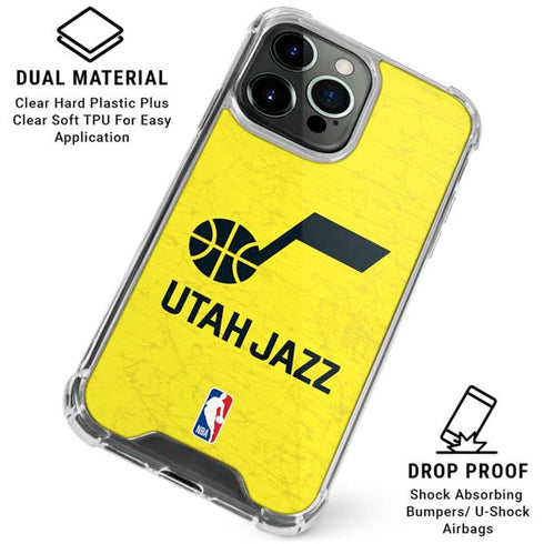 NBA Utah Jazz Yellow Texture iPhone 15 Pro Max Clear Case