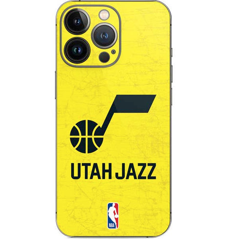 NBA Utah Jazz Yellow Texture iPhone 15 Pro Skin