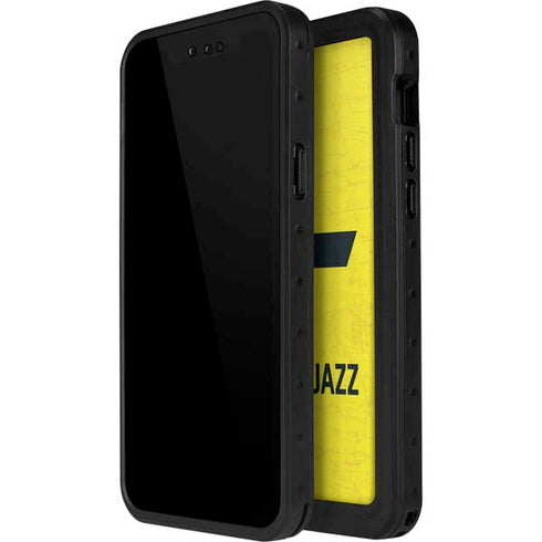 NBA Utah Jazz Yellow Texture iPhone 15 Pro Waterproof Case