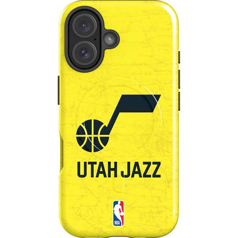 NBA Utah Jazz Yellow Texture iPhone 16 Magsafe Impact Case