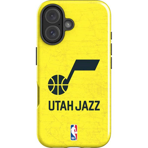 NBA Utah Jazz Yellow Texture iPhone 16 Plus Impact Case