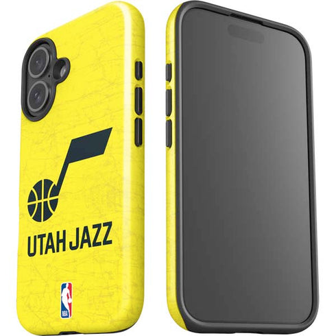 NBA Utah Jazz Yellow Texture iPhone 16 Plus Impact Case