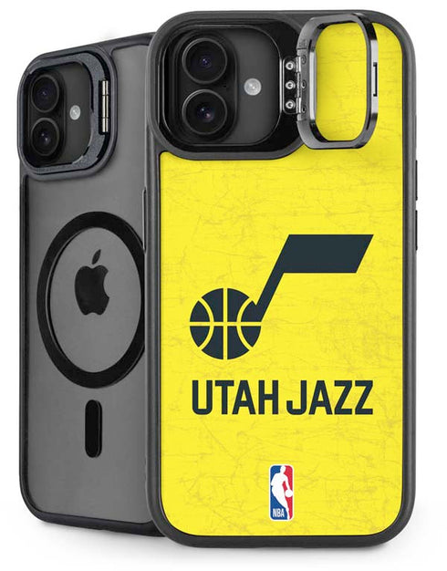 NBA Utah Jazz Yellow Texture iPhone 16 Plus Kickstand Case