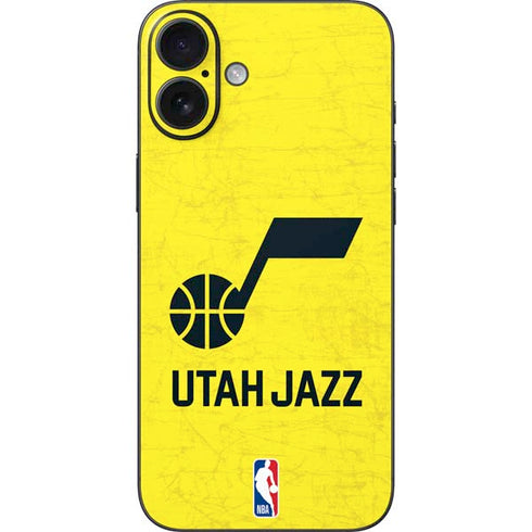 NBA Utah Jazz Yellow Texture iPhone 16 Plus Skin