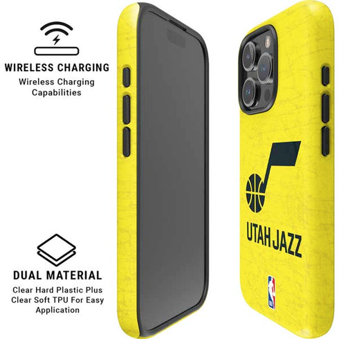 NBA Utah Jazz Yellow Texture iPhone 16 Pro Max Magsafe Impact Case