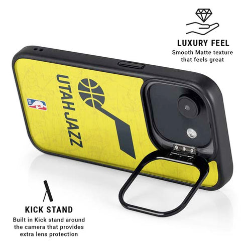 NBA Utah Jazz Yellow Texture iPhone 16e Kickstand Case