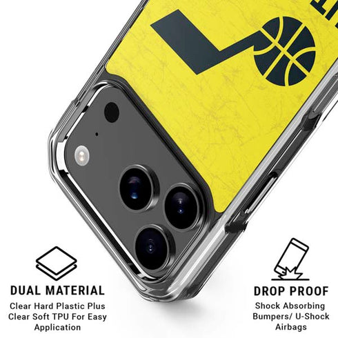 NBA Utah Jazz Yellow Texture iPhone 18 Pro Clear Case