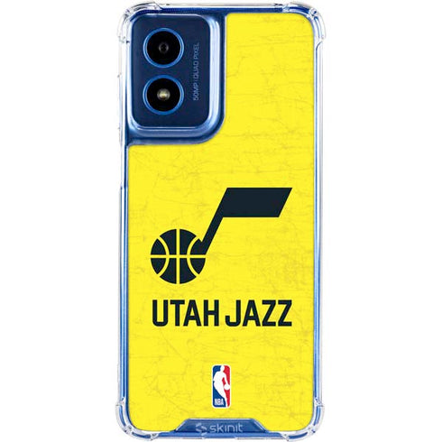NBA Utah Jazz Yellow Texture Moto G 5G (2024) Clear Case