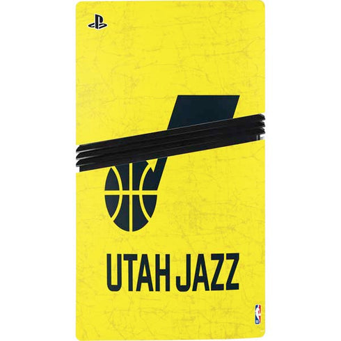 NBA Utah Jazz Yellow Texture PS5 Pro Console Skin