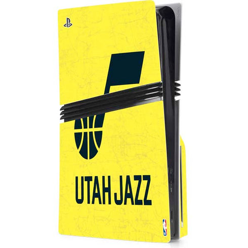 NBA Utah Jazz Yellow Texture PS5 Pro Disk Console Skin