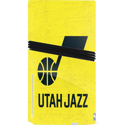 NBA Utah Jazz Yellow Texture PS5 Pro Disk Console Skin