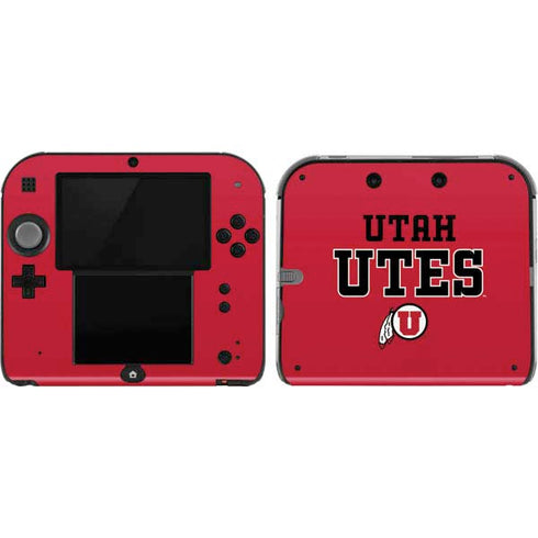 Utah Utes Text on Red Nintendo 2DS Skin