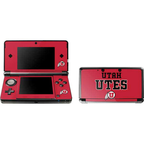 Utah Utes Text on Red 3DS (2011) Skin