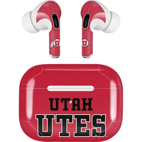 Utah Utes Text on Red AirPods Pro 2nd Gen Skin