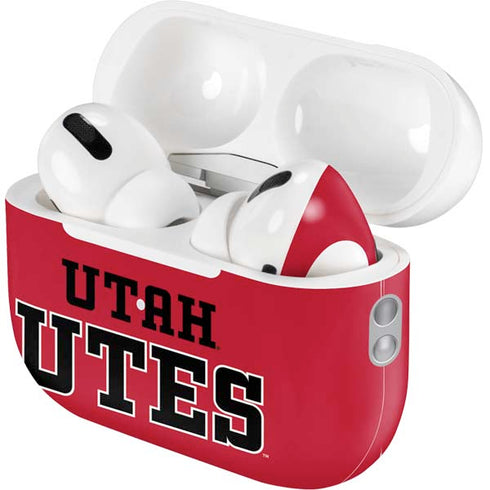 Utah Utes Text on Red AirPods Pro 2nd Gen Skin