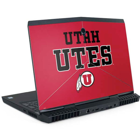 University of Utah Utes Text on Red Dell Alienware Skin