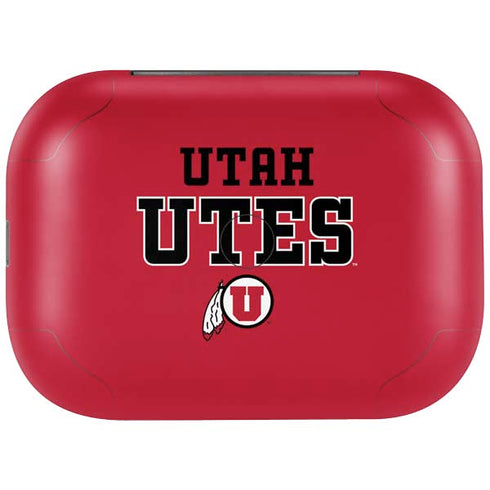 University of Utah Utes Text on Red Amazon Echo Buds Skin