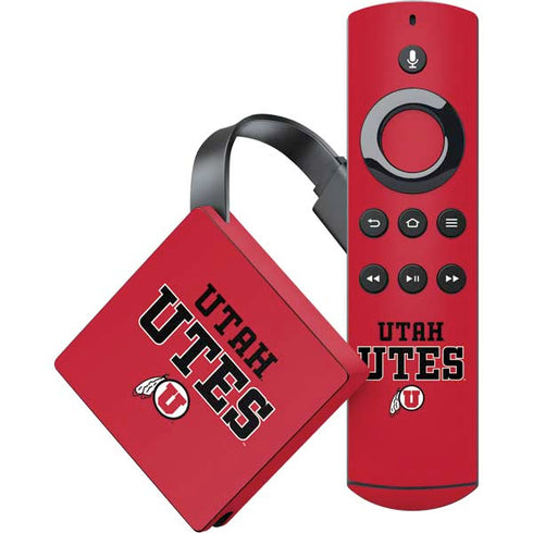 Utah Utes Text on Red Amazon Fire TV Skin