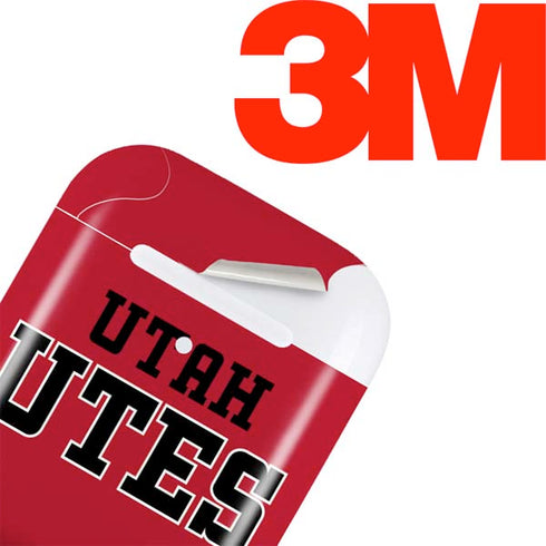 Utah Utes Text on Red Apple AirPods 2 Skin