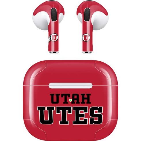 Utah Utes Text on Red Apple AirPods (3rd Gen 2021) Skin