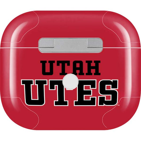 Utah Utes Text on Red Apple AirPods (3rd Gen 2021) Skin