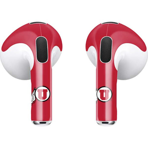 Utah Utes Text on Red Apple AirPods (3rd Gen 2021) Skin