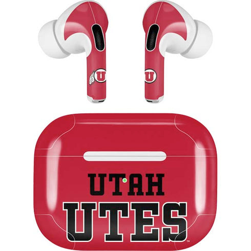 Utah Utes Text on Red Apple AirPods Pro Skin