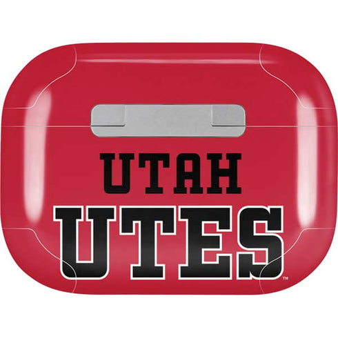 Utah Utes Text on Red Apple AirPods Pro Skin