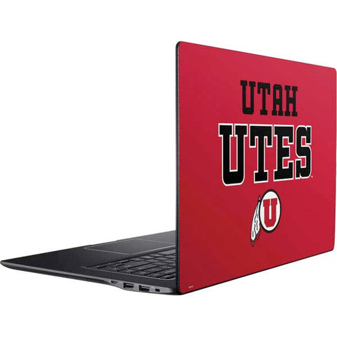 Utah Utes Text on Red Ativ Book 9 (15.6in 2014) Skin