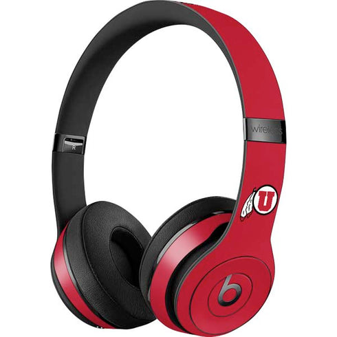 Utah Utes Text on Red Beats Solo 3 Wireless Skin