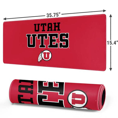 University of Utah Utes Text on Red Gaming Mouse Pad
