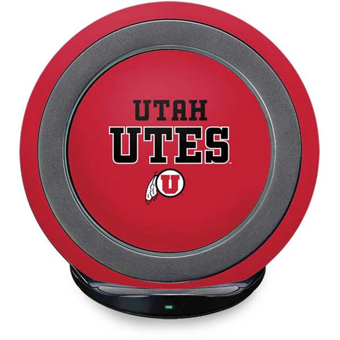 Utah Utes Text on Red Fast Charge Wireless Charging Stand Skin
