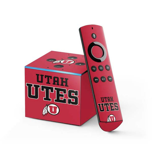 Utah Utes Text on Red Fire TV Cube Skin
