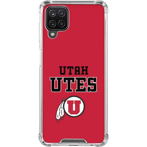 Utah Utes Text on Red Galaxy A12 Clear Case