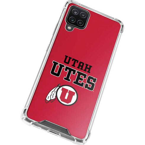 Utah Utes Text on Red Galaxy A12 Clear Case