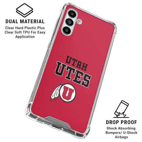 Utah Utes Text on Red Galaxy A13 5G Clear Case