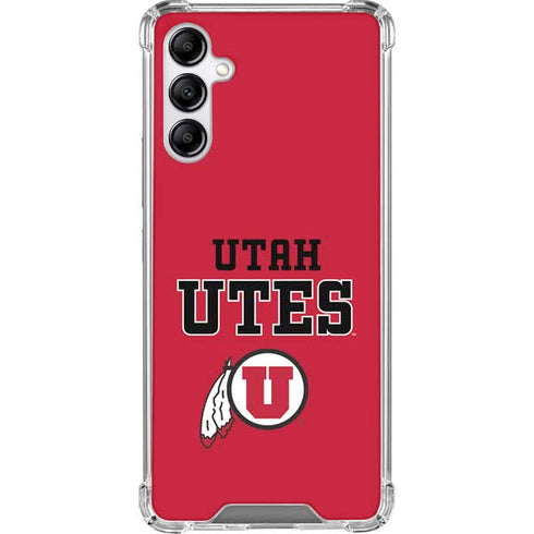 Utah Utes Text on Red Galaxy A14 5G Clear Case