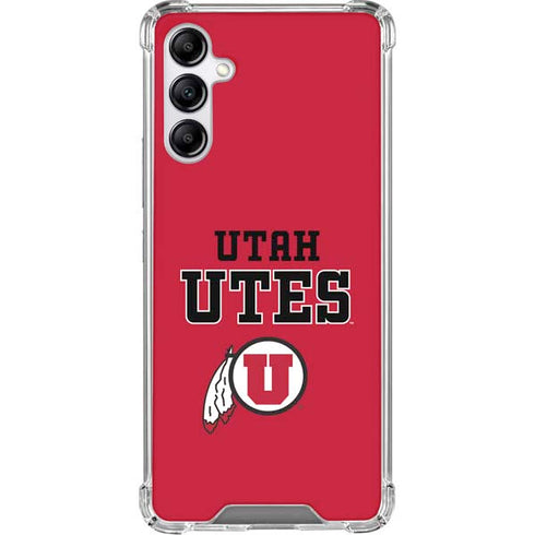 University of Utah Utes Text on Red Galaxy A15 5G Clear Case