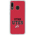 Utah Utes Text on Red Galaxy A20 Clear Case