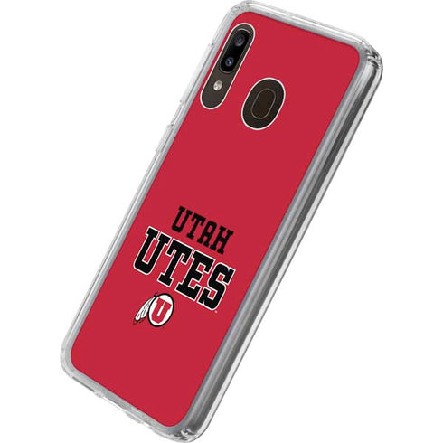 Utah Utes Text on Red Galaxy A20 Clear Case