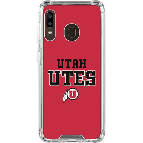 Utah Utes Text on Red Galaxy A30 Clear Case