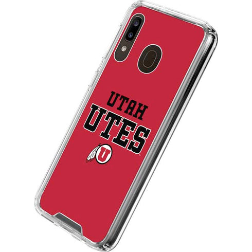 Utah Utes Text on Red Galaxy A30 Clear Case