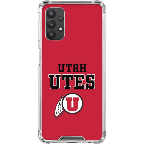 Utah Utes Text on Red Galaxy A32 5G Clear Case