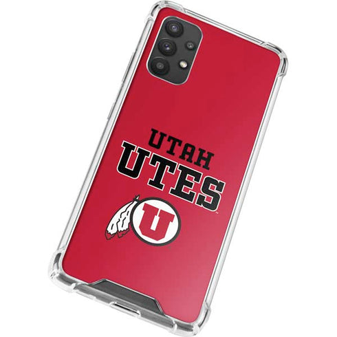 Utah Utes Text on Red Galaxy A32 5G Clear Case