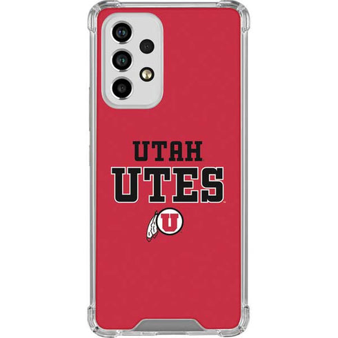 Utah Utes Text on Red Galaxy A33 5G Clear Case