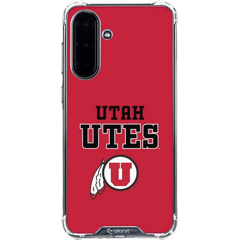University of Utah Utes Text on Red Galaxy A36 5G Clear Case