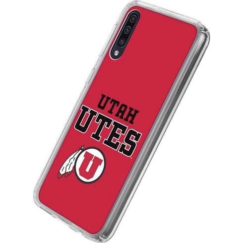 Utah Utes Text on Red Galaxy A50 Clear Case