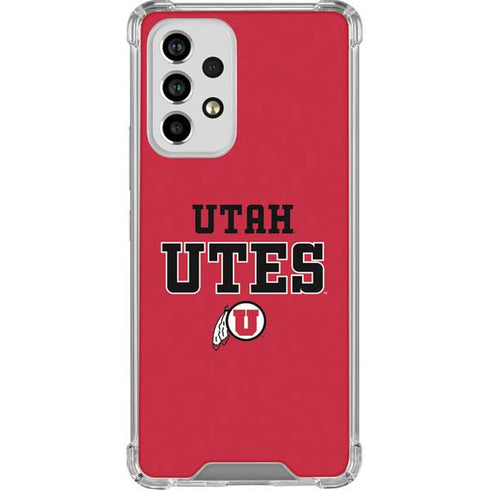 Utah Utes Text on Red Galaxy A53 5G Clear Case