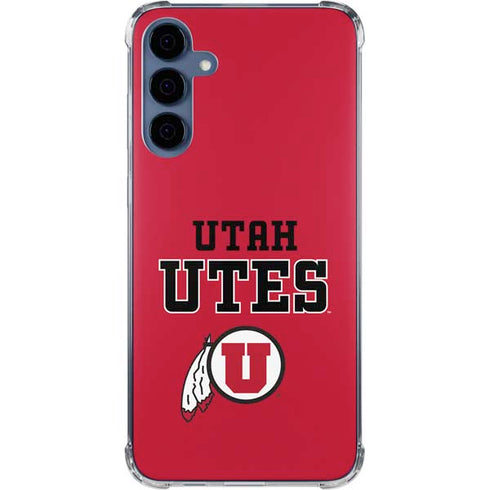 University of Utah Utes Text on Red Galaxy A55 5G Clear Case