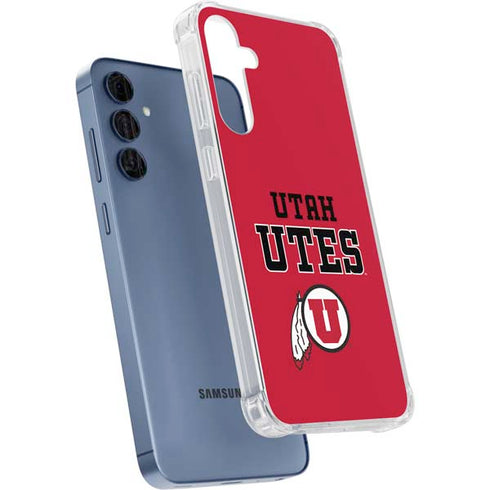 University of Utah Utes Text on Red Galaxy A55 5G Clear Case